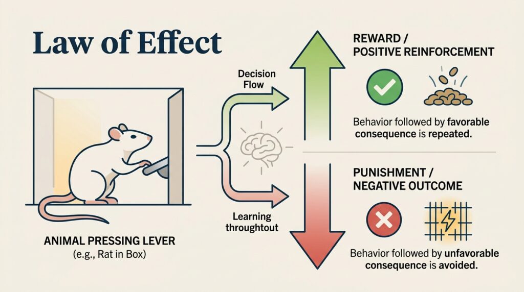We have already talked about this box and we call it the Skinner box because B.F. Skinner worked on it. Now in this, he installed different types of buttons and keys; suppose this is a lever, this channel subscribe here, and if it takes a wrong step, like if it presses, then here they say, if it presses this then from here, okay, you have to keep this in mind. What you have to keep in mind is what Skinner did in this experiment and how he conducted the experiment.