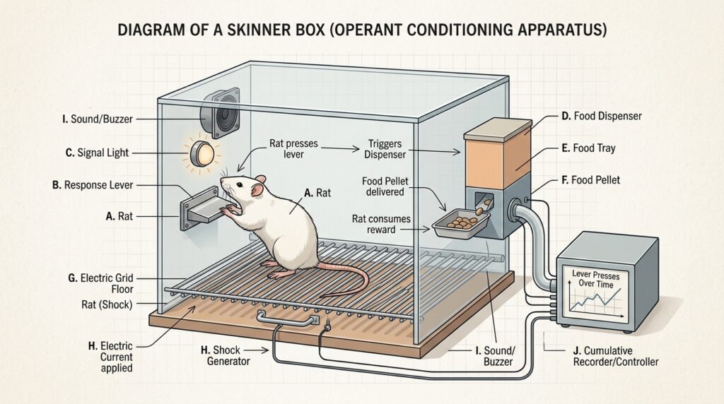 experimenter is doing the experiment, whom we are calling the experimenter, from here he put food inside, so when the food appeared inside, the rat saw it, and the rat ate it. It understood that food can come inside, which had already come in front of it, so now they stopped putting food, but initially they had put food, you have to keep this in mind.