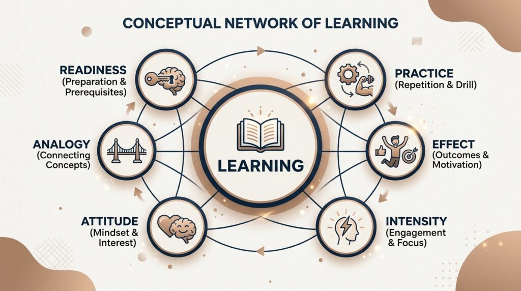 Law of Readiness

Now we talk about the first law, which is the law of readiness. Readiness means being ready. If you have heard about school readiness, it means whether a child is ready to go to school. That is why children are sent to play schools so that they can be made ready. Because if you force a child to sit, the child doesn't need to study.