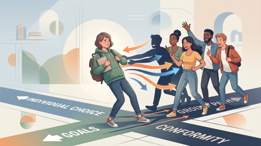 Peer pressure occurs when students are influenced by their friends to act in a certain way, either positively or negatively. In many cases, this influence can lead to risky or undesirable behavior. Therefore, it is important for students to develop the ability to make independent decisions.